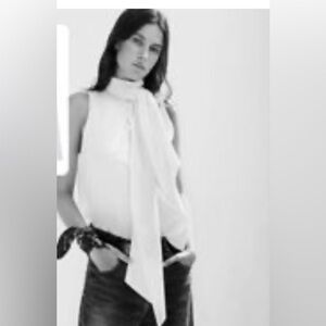 NWT Zara Tied Halter Top in Gabardine Fabric
